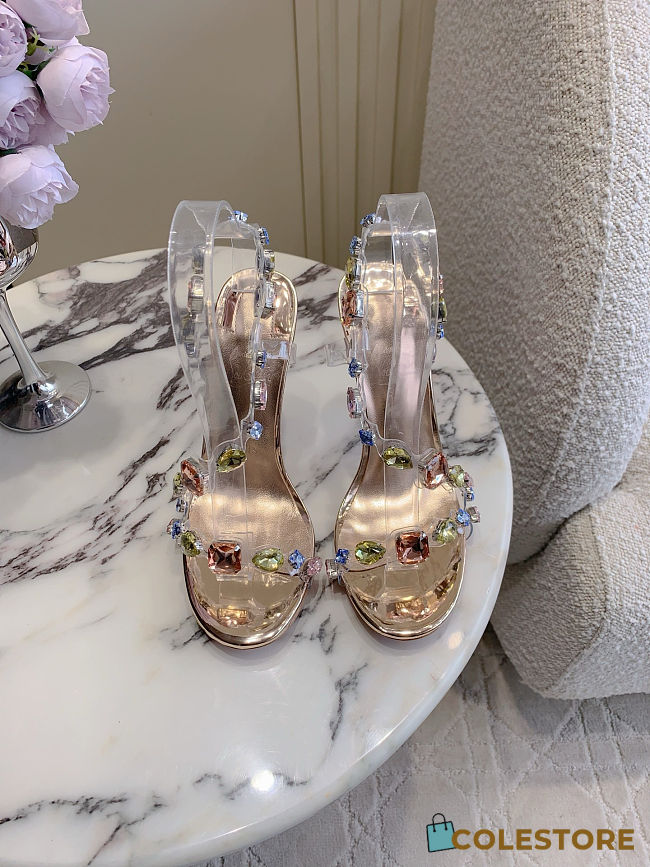 Colestore Christian Louboutin Rosa Z Jewel 100 mm Sandals TPU, strass and laminated calf leather Leche - 1