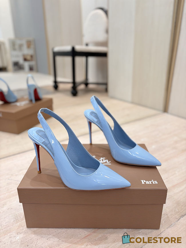 Colestore Christian Louboutin Miss Z Sling Back 100 mm Slingback pumps - Patent calf leather Ceruleo  - 1