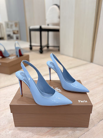 Colestore Christian Louboutin Miss Z Sling Back 100 mm Slingback pumps - Patent calf leather Ceruleo 