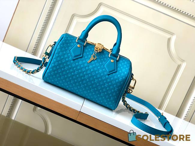 Colestore Louis Vuitton Nano Speedy Calfskin Nanogram Embossed Leather Blue 16 x 10 x 7.5 cm - 1