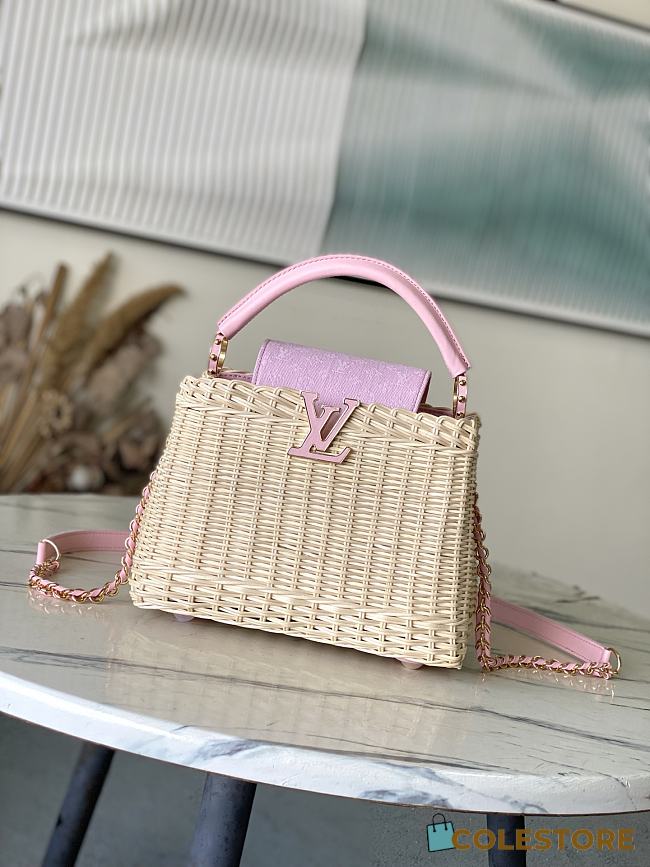 Colestore Louis Vuitton Capucines BB Washed Pink Rattan and Denim 27 x 17.3 x 9 cm - 1