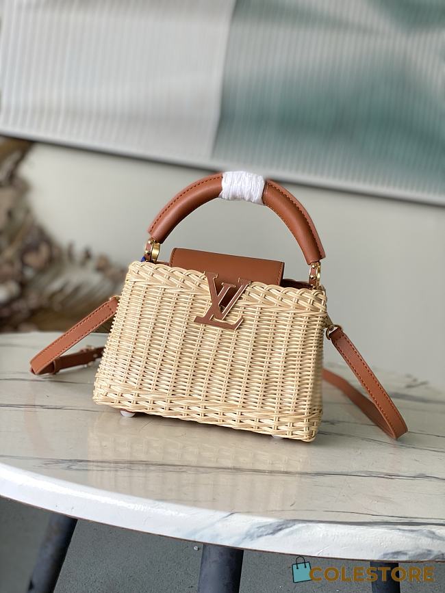 	 Colestore Louis Vuitton Capucines Mini Tan Rattan and Cowhide leather 21 x 14 x 8 cm - 1