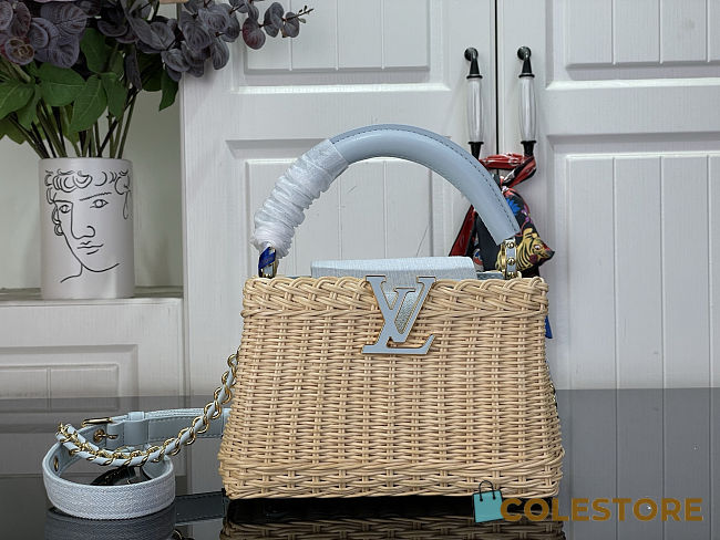 Colestore Louis Vuitton Capucines Mini Sky Denim Rattan and Denim 21 x 13.6 x 8 cm - 1
