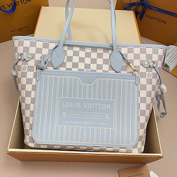 Colestore  Louis Vuitton Neverfull Inside Out MM Damier Azur Canvas Bleu Olympe 47 x 28 x 14 cm