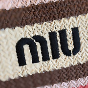 Colestore Miu Miu Raffia-effect woven tote bag Tobacco/Strawberry/Natural 40x34x16cm - 5
