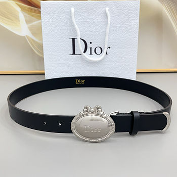 Colestore Dior Médaillon Belt Black Calfskin, 30 MM