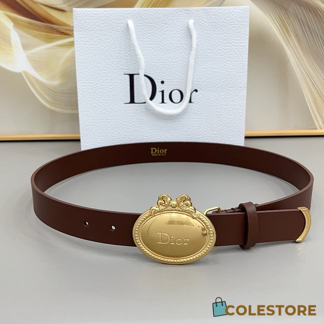 Colestore Dior Médaillon Belt Brown Calfskin, 30 MM - 1