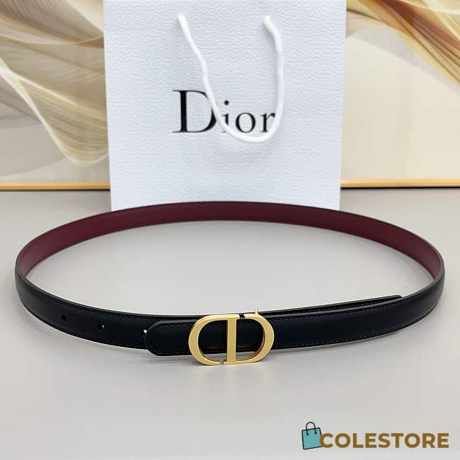 Colestore Dior Reversible CD Icon Belt Black and Hermitage Red Smooth Calfskin, 20 MM - 1