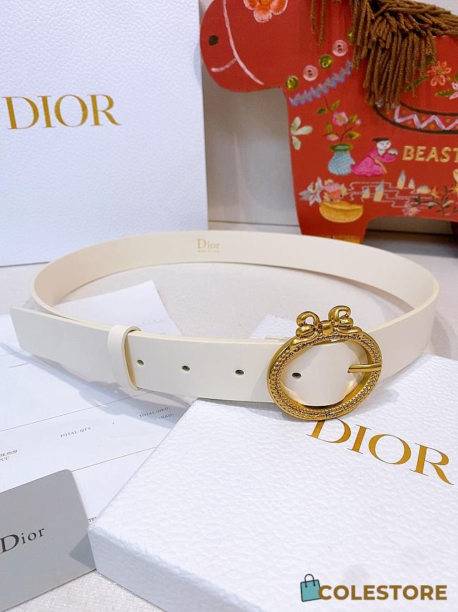 Colestore Dior Médaillon Belt White Smooth Calfskin, 30 MM - 1
