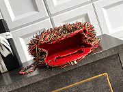 Colestore Chanel Mini Shopping Bag Raffia-Effect Fabric, Wood & Gold-Tone Metal Red, Light Beige & Black 13 x 19 x 7cm - 4