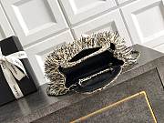 Colestore Chanel Mini Shopping Bag Raffia-Effect Fabric, Wood & Gold-Tone Metal White, Light Beige & Black 13 x 19 x 7cm - 3