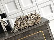 Colestore Chanel Mini Shopping Bag Raffia-Effect Fabric, Wood & Gold-Tone Metal White, Light Beige & Black 13 x 19 x 7cm - 6