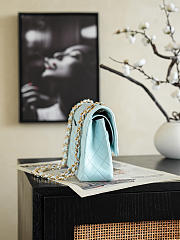 Colestore Chanel Classic Flap bag in Light blue Quilted leather Featuring Embroidered Floral details and Gold-tone Hardware 25.5x15.5x6.5cm - 5
