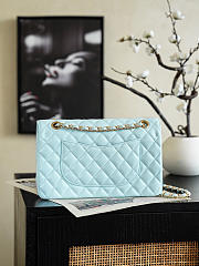 Colestore Chanel Classic Flap bag in Light blue Quilted leather Featuring Embroidered Floral details and Gold-tone Hardware 25.5x15.5x6.5cm - 3