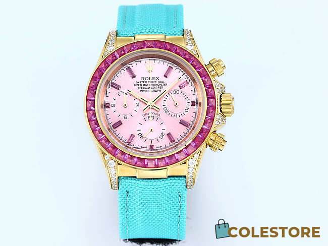 Colestore Rolex Cosmograph Daytona Rainbow Pink Dial Turquoise Strap - 1