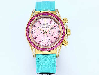 Colestore Rolex Cosmograph Daytona Rainbow Pink Dial Turquoise Strap