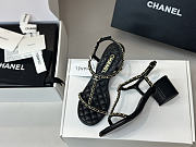 Colestore Chanel Leather Crystal Embellished Thong Sandals in black 5.5cm  - 5