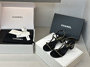 Colestore Chanel Leather Crystal Embellished Thong Sandals in black 5.5cm  - 4