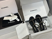 Colestore Chanel Leather Crystal Embellished Thong Sandals in black 5.5cm  - 3