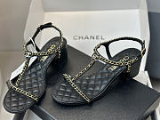 Colestore Chanel Leather Crystal Embellished Thong Sandals in black 5.5cm  - 2