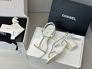 Colestore Chanel Leather Crystal Embellished Thong Sandals in White 5.5cm  - 5