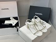 Colestore Chanel Leather Crystal Embellished Thong Sandals in White 5.5cm  - 2