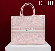 Colestore Dior Medium Dior Book Tote Ecru and Pink Toile de Jouy Embroidery (36 x 27.5 x 16.5 cm) - 1