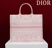 Colestore Dior Medium Dior Book Tote Ecru and Pink Toile de Jouy Embroidery (36 x 27.5 x 16.5 cm) - 3