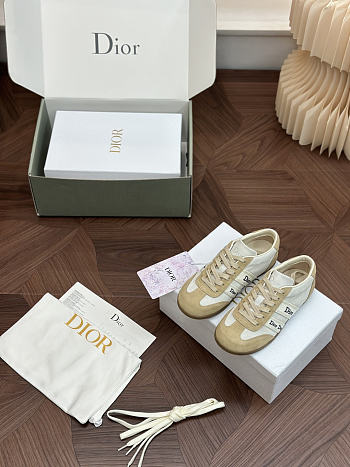 Colestore Dior Ribbon Sneaker White and Beige Suede Calfskin 