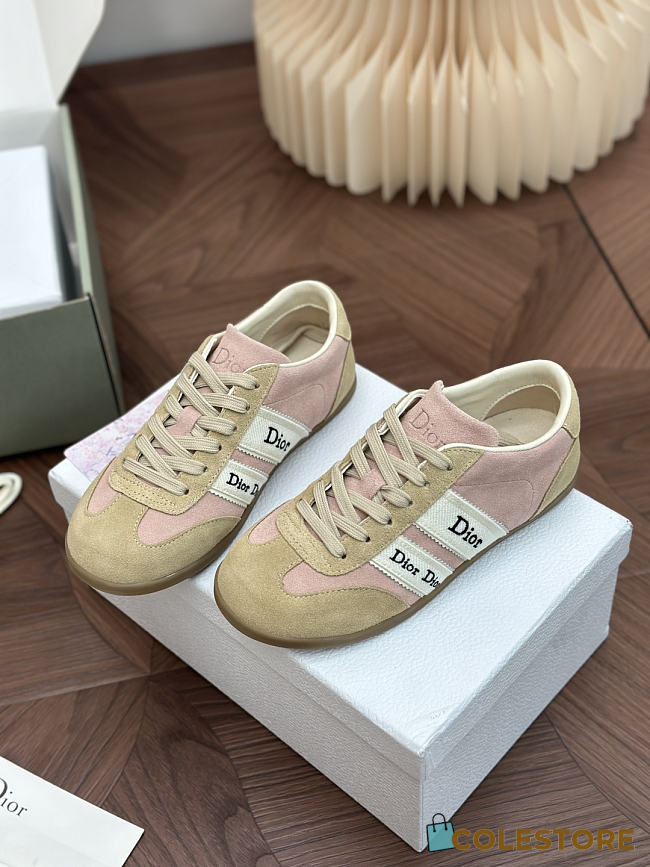Colestore Dior Ribbon Sneaker Pink and Beige Suede Calfskin - 1