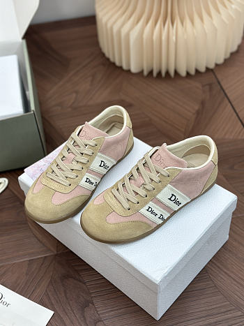 Colestore Dior Ribbon Sneaker Pink and Beige Suede Calfskin