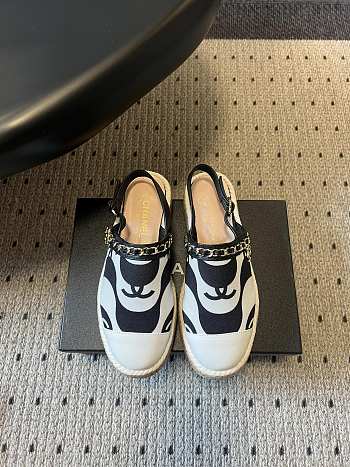 Colestore Chanel Slingback Espadrilles White & Black