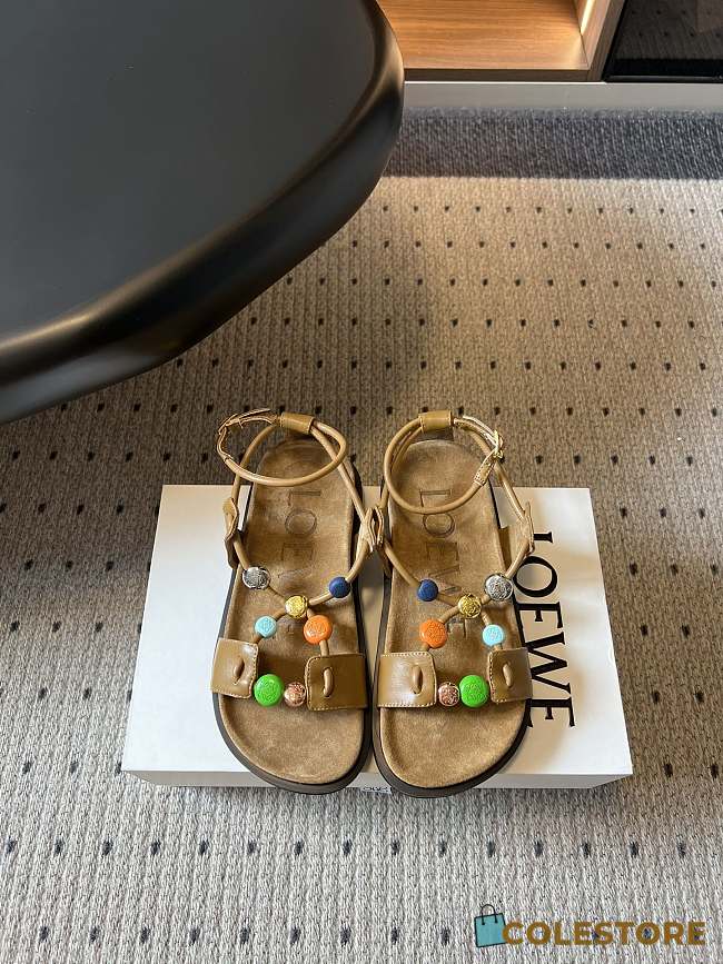 	 Colestore Loewe Pebble Beads fussbett sandal in nappa lambskin Camel - 1
