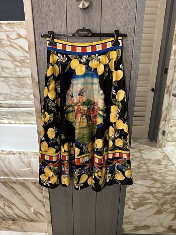 Colestore Dolce & Gabbana Printed jacquard brocade midi skirt Multicolor
