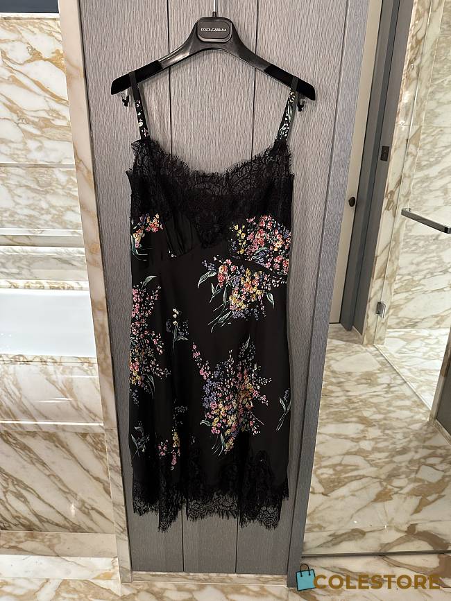 Colestore Dolce & Gabbana Flower Bouquets-Print Habotai Slip  dress - 1