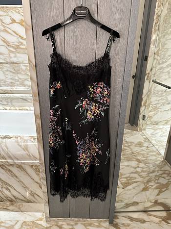 Colestore Dolce & Gabbana Flower Bouquets-Print Habotai Slip  dress