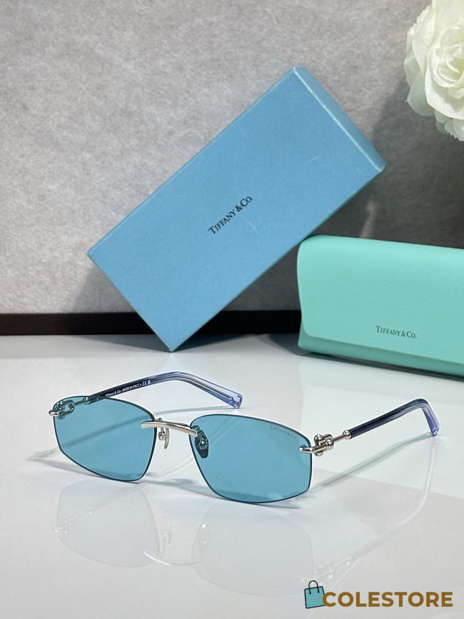 Colestore Tiffany & Co. Rimless Blue Rectangle Sunglasses - 1