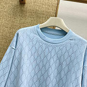 Colestore Gucci Cotton Jersey Sweatshirt With Gg Crystals  Blue - 4