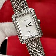 Colestore Chanel Boy-Friend Tweed Watch featuring a silver-tone strap and case - 3