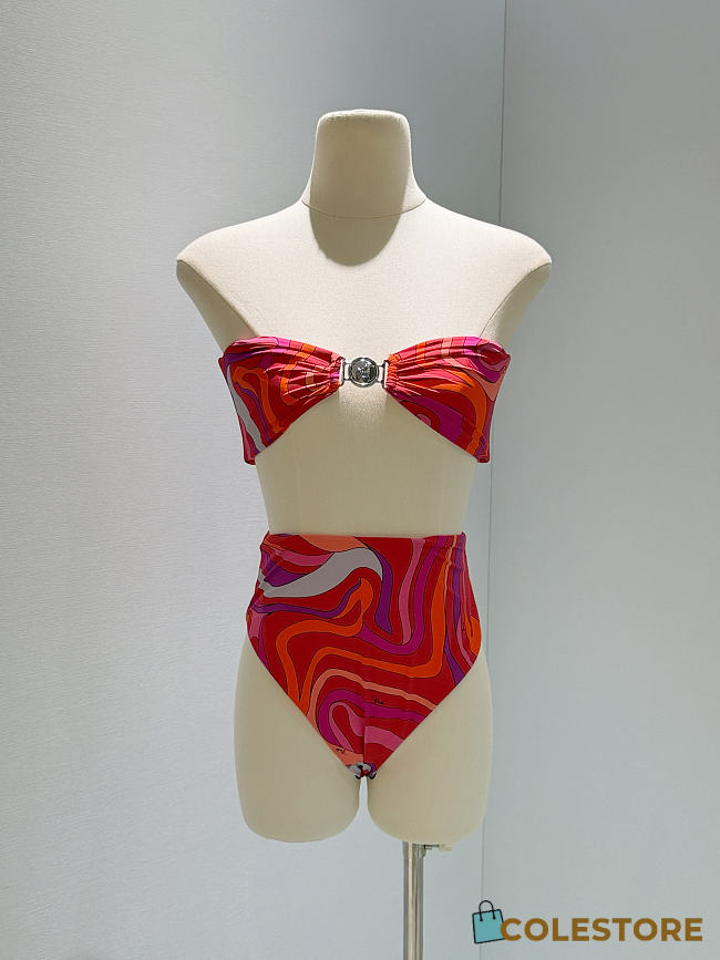 Colestore Pucci Marmo Embellished Bikini Top in Multicoloured  - 1