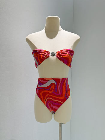 Colestore Pucci Marmo Embellished Bikini Top in Multicoloured 