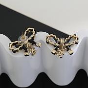 Colestore Chanel Goldtone Metal and Leather CC Bow Earrings - 5