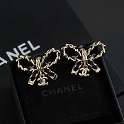 Colestore Chanel Goldtone Metal and Leather CC Bow Earrings - 3