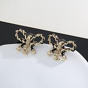 Colestore Chanel Goldtone Metal and Leather CC Bow Earrings - 2