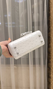 Colestore Dior Mini Lady Dior White Ostrich Leather with Strap 17cm - 5