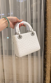 Colestore Dior Mini Lady Dior White Ostrich Leather with Strap 17cm - 4