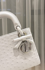Colestore Dior Mini Lady Dior White Ostrich Leather with Strap 17cm - 2