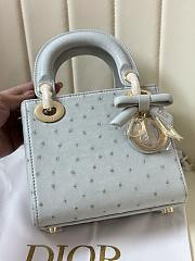 Colestore Dior Mini Lady Dior Ice Blue Ostrich Leather with Strap 17cm - 3