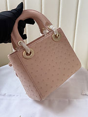 Colestore Dior Mini Lady Dior Pink Ostrich Leather with Strap 17cm - 6