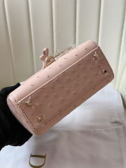 Colestore Dior Mini Lady Dior Pink Ostrich Leather with Strap 17cm - 5